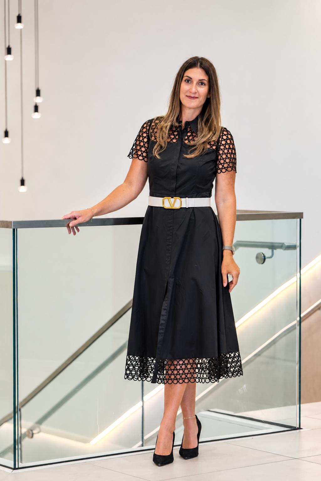 Elegant Black Dress in Modern Interior