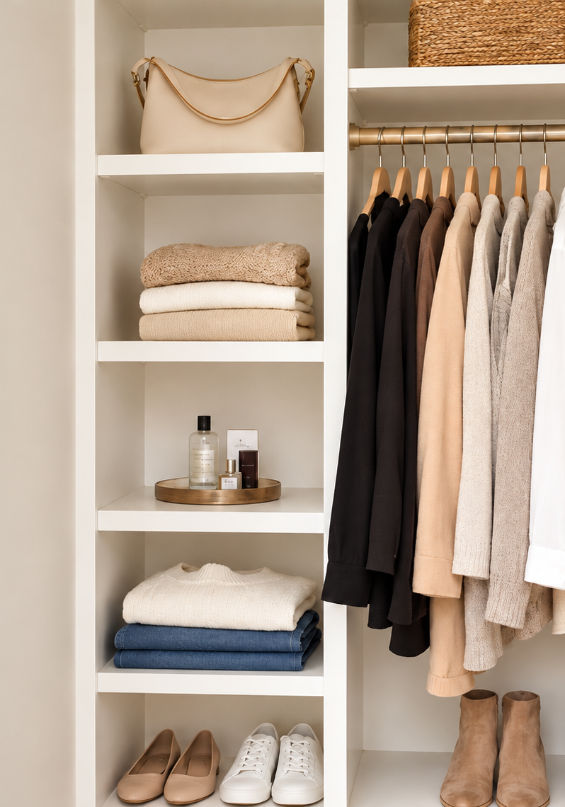 Cozy Neutral Built-In Closet